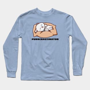 Purrcrastinator | Cute Procrastinator Pun Long Sleeve T-Shirt